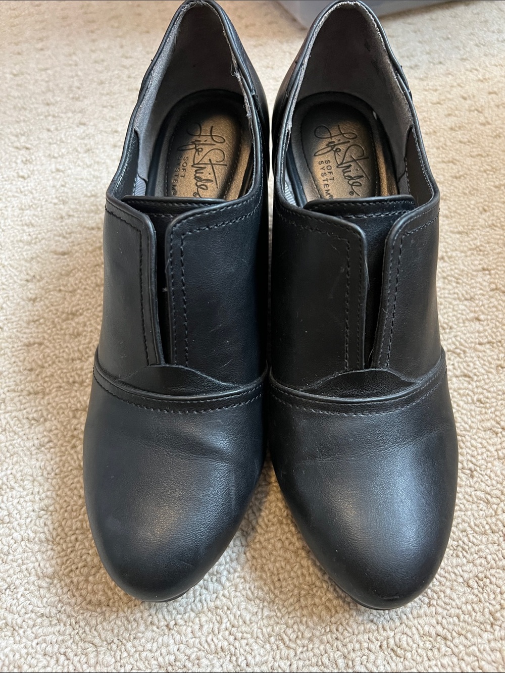 Life Stride Black Slip-On Heel Booties